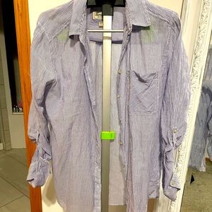 Express linen button down blouse
